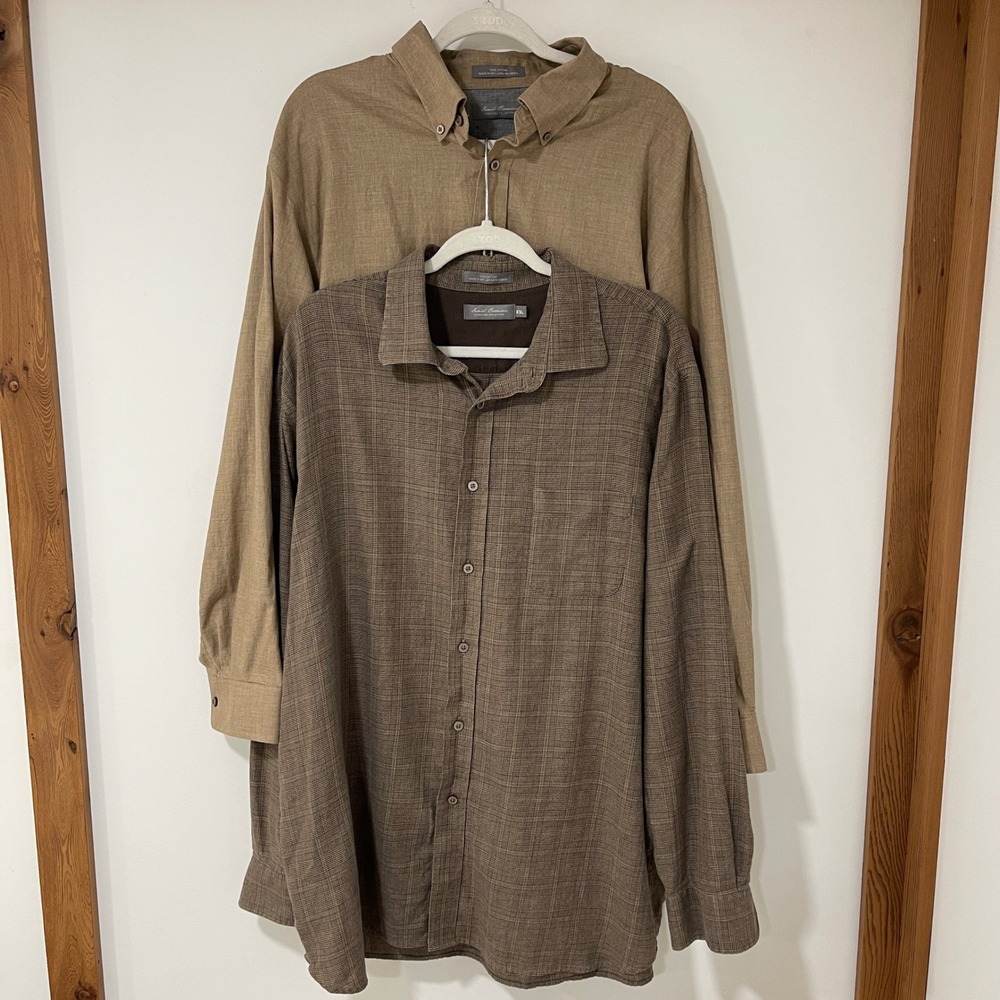 Daniel Cremieux Signature Plaid Button Down 2-pk Bundle Mens XXL Brown Cotton